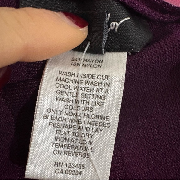 Lord & Taylor Open Front Waterfall Cardigan Womens S Purple Asymmetrical NEW - Picture 3 of 6